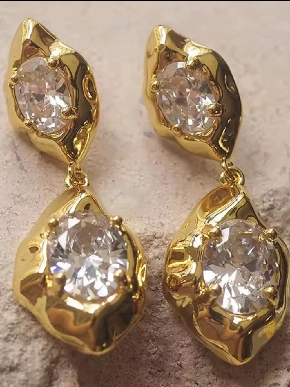 Golden Glow Crystal Drop Earrings
